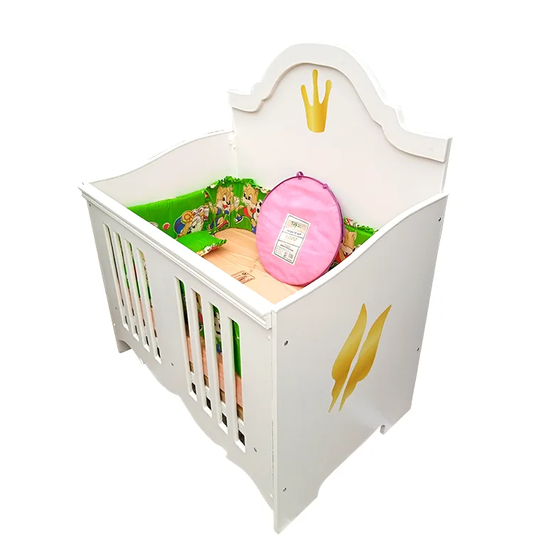 Buy White & Gold Royal Babycot with Bumpers & Mattress Baby Cot Kenya