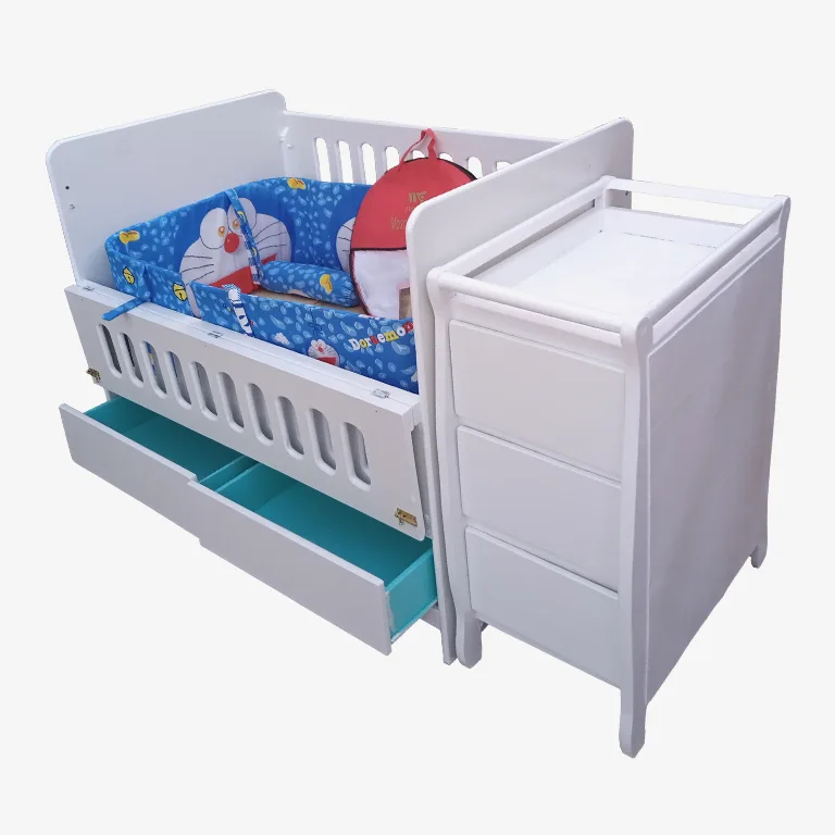 Buy White Babycot with Blue bumpers & net Babycot Kenya Baby Cot Kenya