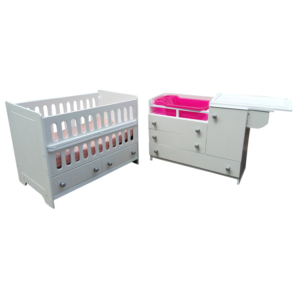 Buy White Baby Cot + Side Drawers & Bath Station Baby Cot Kenya