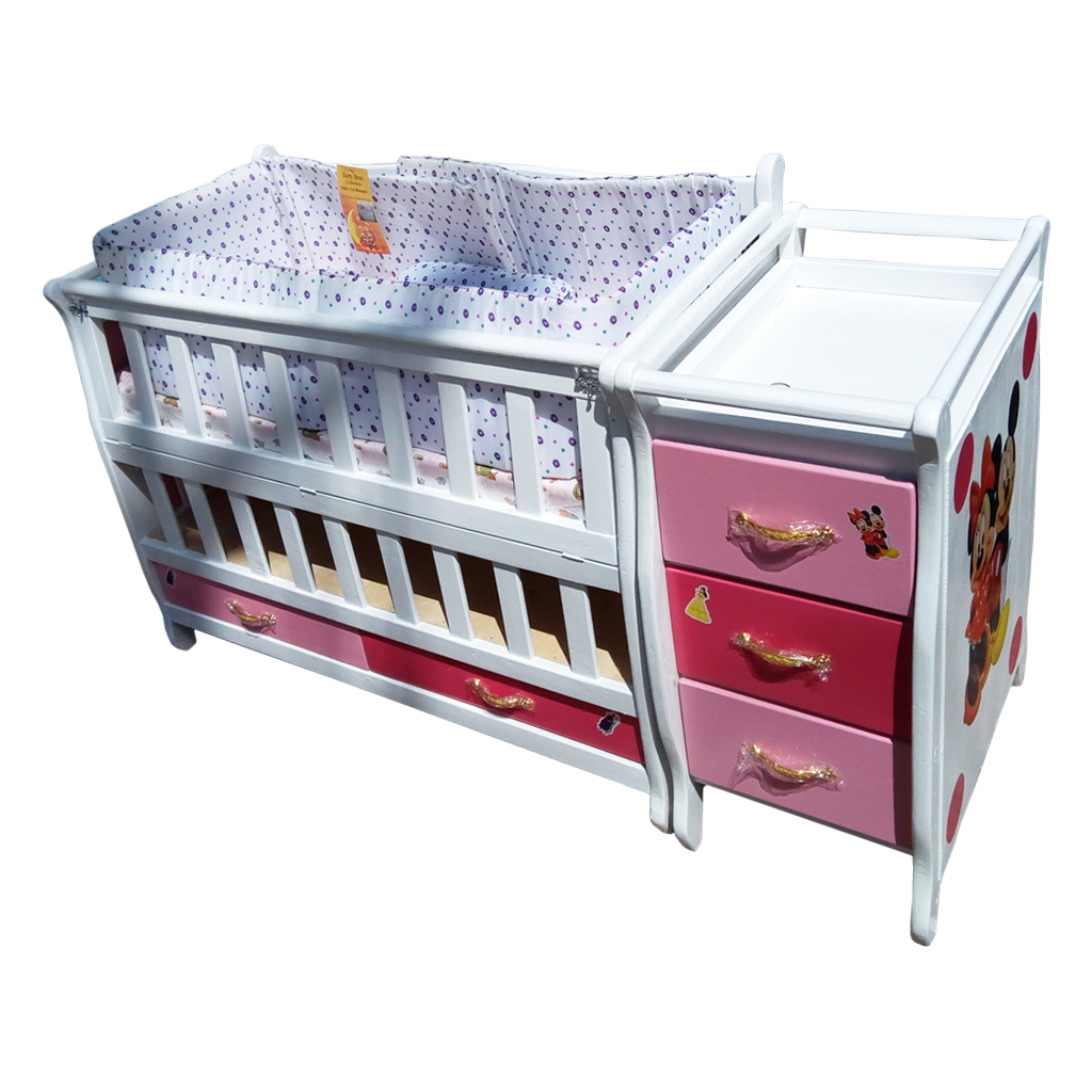 Buy Pink Minnie Mouse Baby Cot Bumpers Side Drawers Best
